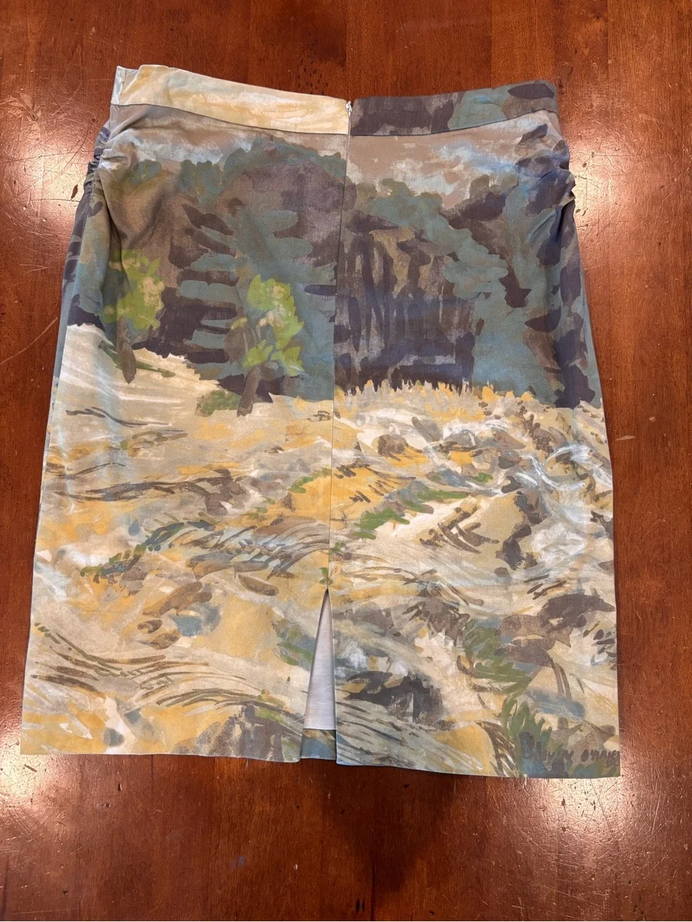 Anthropologie Kevin O’Brien Studio Terrain Watercolor Landscape Pencil Skirt US8